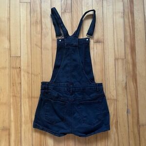Z C Black Denim Button Front Shortalls Overalls Women's XS